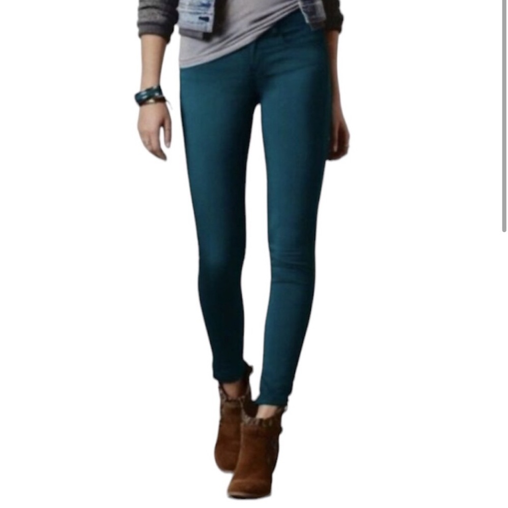 J Brand Skinny jeans 620 in teal blue green color size 25